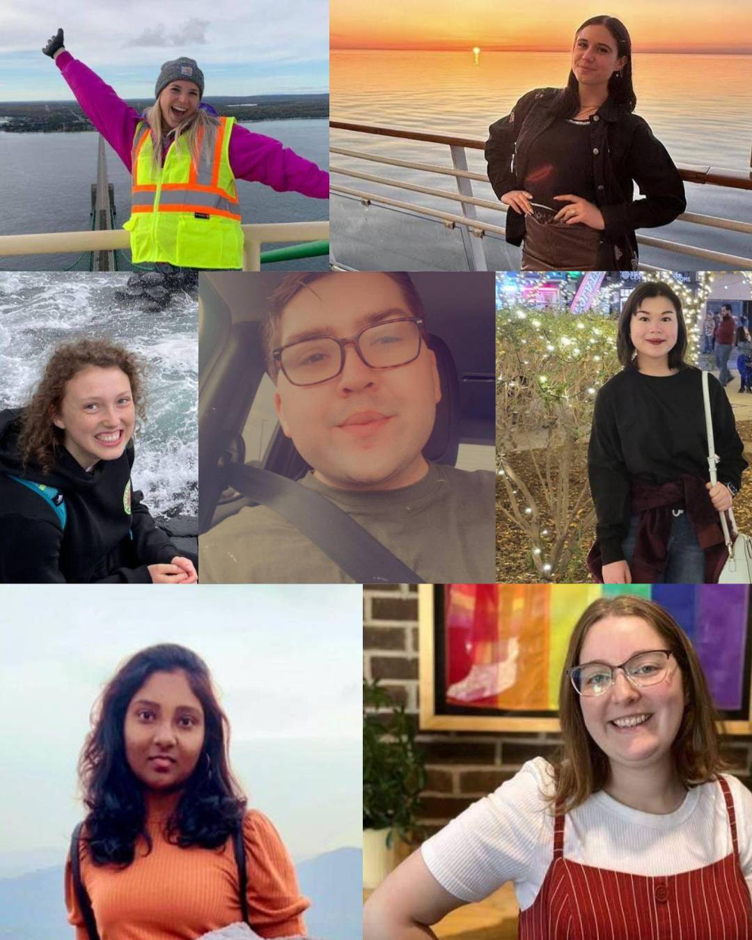 A collage of seven wit peer educator photos.